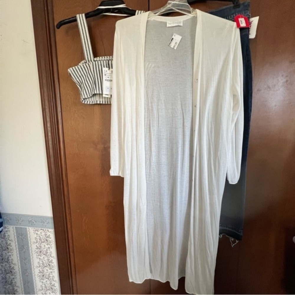 Mackenzie & Me Cream Button Front Duster  NWT. Sz Large